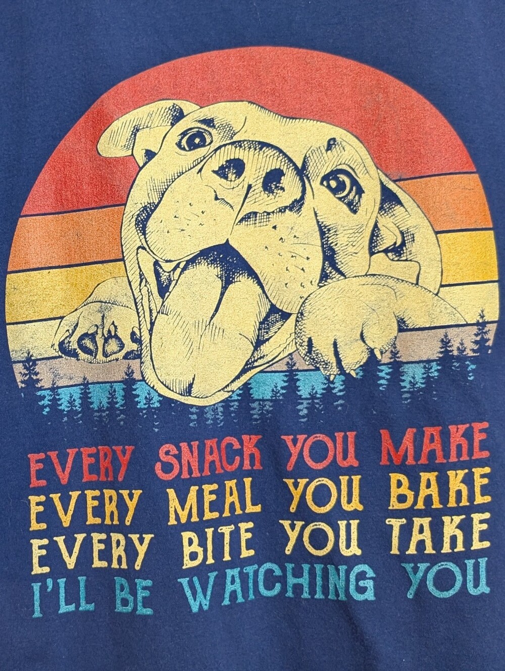 Pitbull Watching Happy Joke Dog Mom Tee